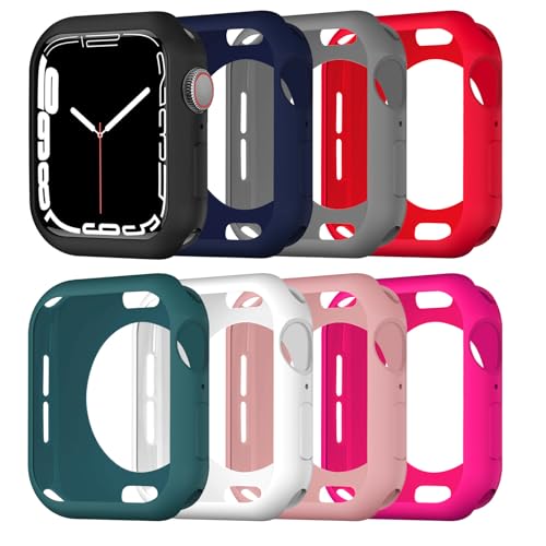 BOTOMALL 8 Pack Flexible Cover Bumpers Compatible with Apple Watch Case, TPU Lightweight Protective Kit for iWatch 38mm Series 3/2/1