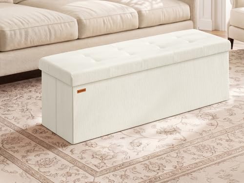 SONGMICS MAZIE Collection - Storage Ottoman Bench, Foldable Foot...