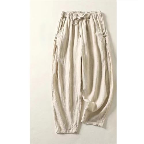 Women's Summer Loose Casual Pants – Cotton Linen Slight Stretch Drawstring Waist Straight-Leg for Beach Travel2