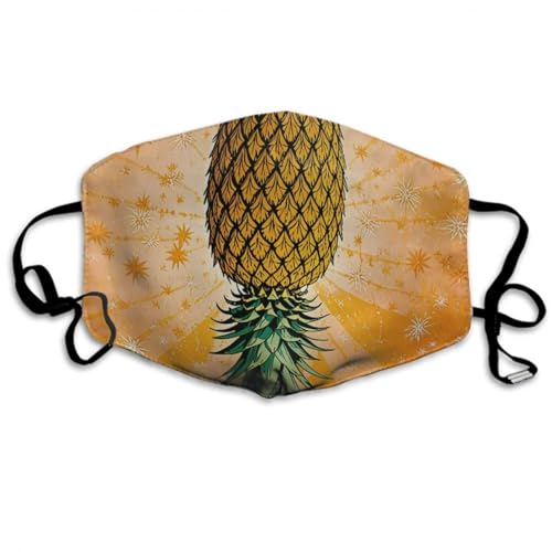 SESLFLKPJK Adults Boys Girls Warm Protective Masks Fashion Scarf Anti Dust Windproof Mouth Cover, Upside Down Pineapple Mouth Decoration for Sports Travel Hiking