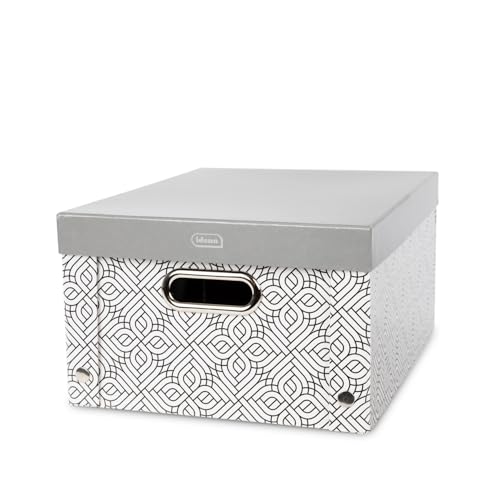 Idena 11196 - Caja con tapa y asas de metal, cesta de cartón resistente, aprox. 37,5 x 28 x 18 cm