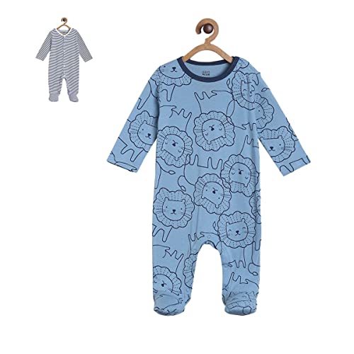 Image of miniklub Boys Pack of 2 Printed Pure Cotton Sleepsuits