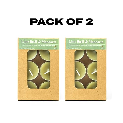 Image of AuraDecor Scented Soy Wax Acrylic Tealight Candle, Organic Luxury Aroma, Aromatic /Aromatherapy Candle || Long Lasting Burning Time (Pack of 1, Lime Basil & Mandari)