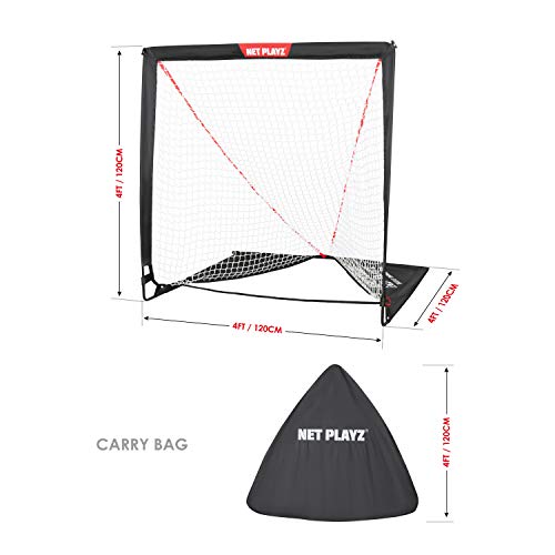 image for NET PLAYZ 4 x 4 x 4 Feet Lacrosse Goal Fast Install, Fiberglass Frme, 