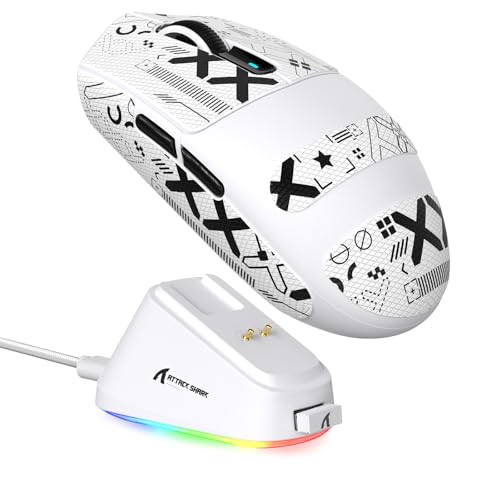 Image of MAMBASNAKE ATTACK SHARK G3PRO Wireless Gaming Mouse with RGB Magnetic Charging Dock,Tri-Mode-2.4G /USB-C Wired /BT, 25K DPI,PAW3311 Optical Sensor,59g Ultra Lightweight,Slip Grip Tape for PC /Mac(White)