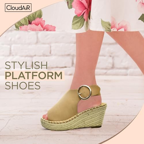 CLOUDAIR Selina Women's Espadrille Wedge Sandals - Comfortable and Stylish Platform Slip On Sandals with Buckle Closure, Comfy Wedge Heels for Women, Fashion Summer Sandals2