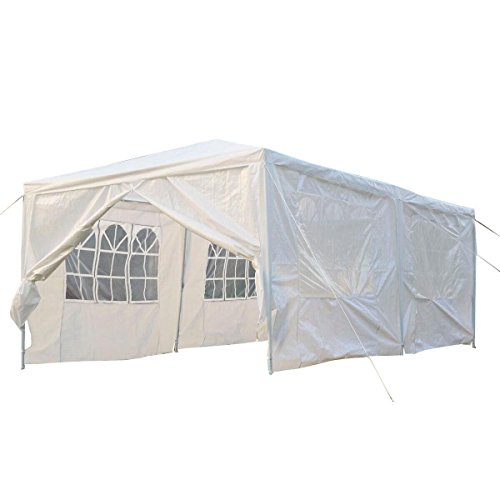 Tangkula Outdoor 10'x20' Canopy Tent, Heavy Duty Wedding Party Tent with 4 Removable Sidewalls & 2 Zippered Doorways, Outdoor Event Tent for Parties, White Tent