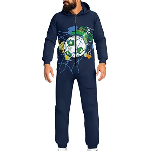 Coloranimal Unisex Women Men Onesie Jumpsuit with Pocket Hoody Drawstring One Piece Pajama Matching for Adult Size S-4XL
