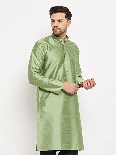 Image of VASTRAMAY Men Light Blue Cotton Kurta Pyjama and Dupatta Set (VASMKWH000nPCWHnD5AQ 36) | Independence Day