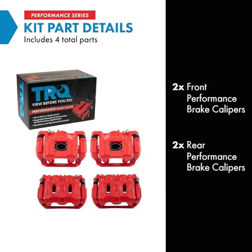 Image of TRQ Performance Front and Rear Brake Caliper Set Coated Brackets Compatible with 2011-2017 Honda Odyssey