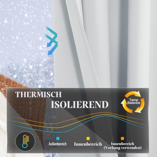 KGORGE Raumteiler Vorhang Wärmeisolierend Blickdichte Gardine mit Ösen – Ansicht 4
