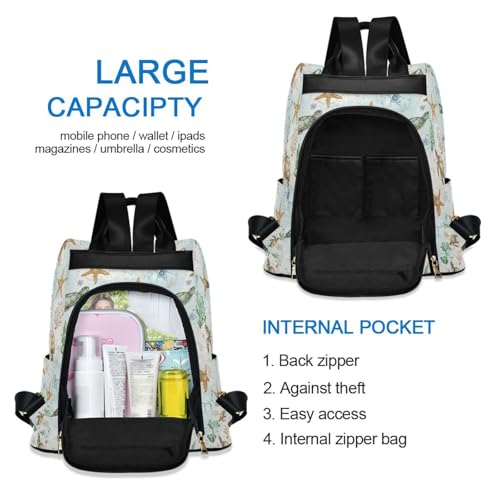 Sac à dos motif tortues de mer aquarelle avec système antivol discret - 5