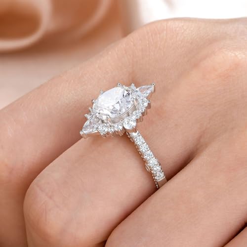 Wuziwen Vintage Engagement Rings for Women Oval Cut Cubic Zirconia Wedding Promise Ring for Her 925 Sterling Silver Solitaire4