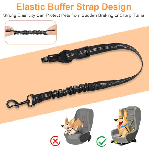 OSDUE Hundegurt fürs Auto, Verstellbarer Sicherheitsgurt, mit Rückdämpfung & ISOFIX Anschluss, 3 in 1 reflektierend Hunde Anschnallgurt, für die meisten Hunderassen und Automodelle (70-90 cm)