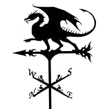 Farm Stainless Steel Home Weather Vane Wind Direction Indicator, 20-Inch Weathervane with Animal Ornament - Dragon