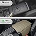 Amiss Car Center Console Cover, Leather Car Armrest Cushion with 2 Storage Pockets, Universal Waterproof Cushion Pad, Non-Slip Car Interior Accessories, Fits Most Sedans SUVs Trucks (Light Beige)