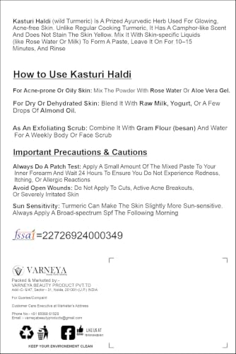 Image of Naturals Kasturi Haldi Powder 100g| Wild Turmeric (Curcuma Aromatica) | Pure Organic Raw Herbal | Premium Quality