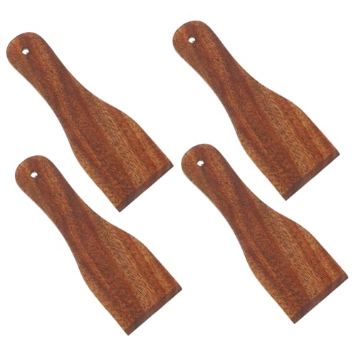 POPETPOP Juego De 4 Espátulas Para Mantequilla Y Parrilla De Madera Marrón Claro Para Cocinar Galletas Planas