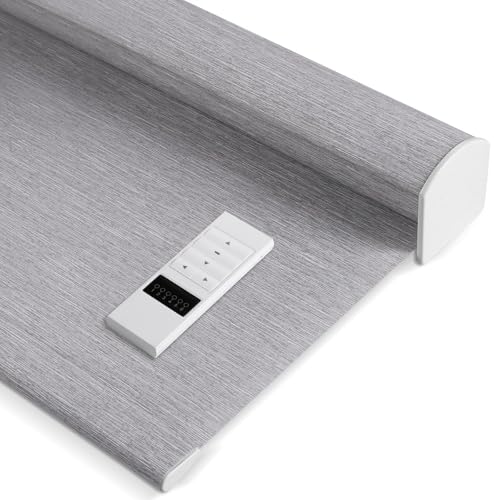 ZSHINE Rechargeable Motor Motorized Roller Shades Full Blackout Stripe Texture Fabric Compatible Alexa via Hub for Home Office (82067B) Victoria Fabric