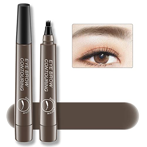 Upgrade Tattoo Eyebrow Pen, Waterproof Microblading Brow Pencil, 24 Hours Long Lasting, Smudge-proof, Natural Looking (4# Gray Brown)