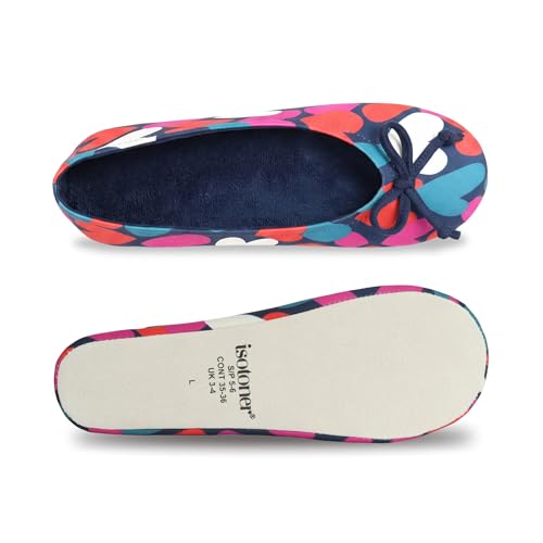 Image of Isotoner Women's Stretch Ballerina Slippers Soft House Shoes with 4 Way Stretch Fit, Bow Detail & Leather Sole