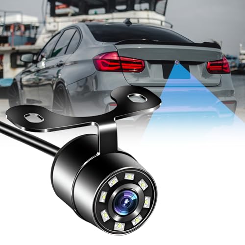 Image of FABTEC AHD Car Rear View Camera 720P | HD Night Vision Reverse Parking Camera for Android Screen Display | Waterproof Universal Car Reverse Camera with 8 LED Lights (Drill /Hook Type Compatible)