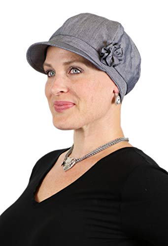 Image of Newsboy Cap Summer Hats for Women Cotton Cancer Headwear Chemo Hair Loss Head Coverings Brighton
