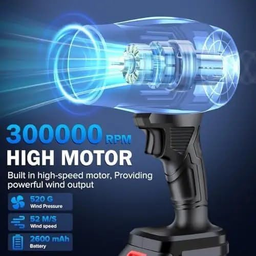 Image of Electric Portable Cordless Leaf Blower,Handheld Blowers for Lawn Care, Rechargeable 24V Batteries Cordless Turbo Jet Super Power Air Duster,Patio Cleaning,Camping,Outdoors,Car &Hair Dryer-Multicolor
