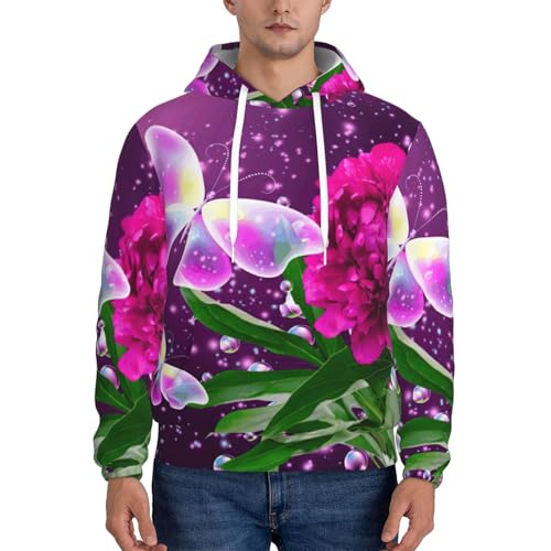 Sweat à capuche violet EdWal à imprimé floral papillon pour homme élégant