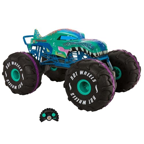 Hot Wheels RC Monster Trucks Mega-Wrex in 1:6th Scale, Extra Large Remote-Control Toy Truck, More Than 2ft Long - Thumbnail 4
