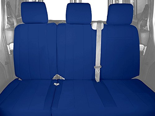 Center 60/40 Split Bench Seats, CalTrend Neoprene Seat Covers for 2012-2014 Chevrolet Suburban 1500|Chevrolet Suburban 2500|Chevrolet Tahoe Blue Blue Insert and Trim