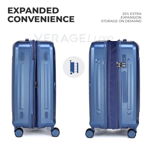 Image of Verage Luxe Romero Set of 2 (M+L) Polycarbonate Hard Shell Luggage with TSA Lock, Lightweight Trolley Suitcase with Double Spinner Wheels, 5-Year International Warranty (24 /28,Midnight Blue)