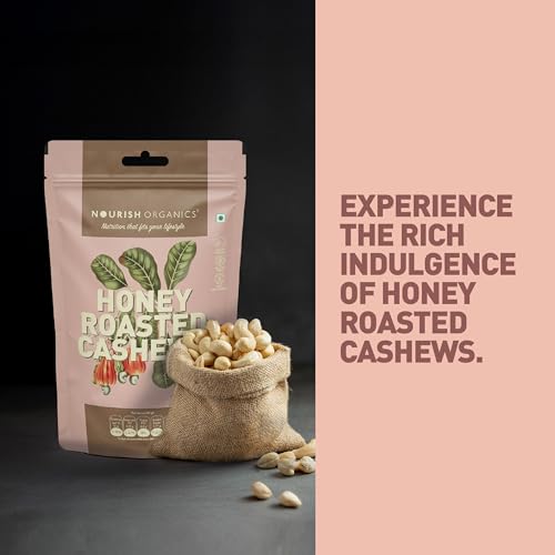 Image of Nourish Organics Honey Roasted Cashews 100gm Pack of 2 Sweet and Nutty Snack| Healthy and Nutrient Rich | No Refined Sugar | Clean Label