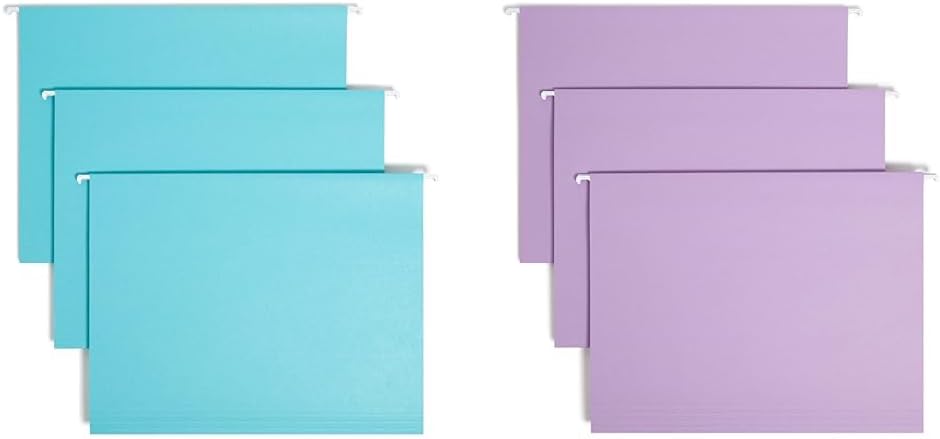 Smead Colored Hanging File Folder with Tab Letter Size 25 per Box Aqua (64058) and Lavender (64064)