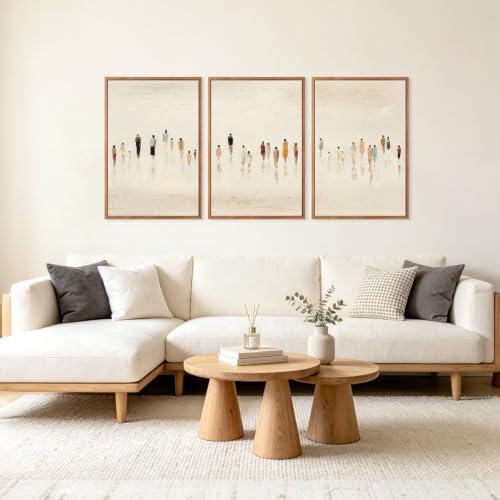 Image of CHDITB 3D Textured Human Silhouette Wall Art,Earthy Tone Crowd Figure Decor