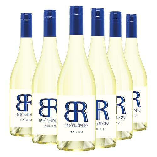 Barón de Rivero Semi Dulce - Pack 6 botellas de 75 cl - Vino blanco semidulce moscatel