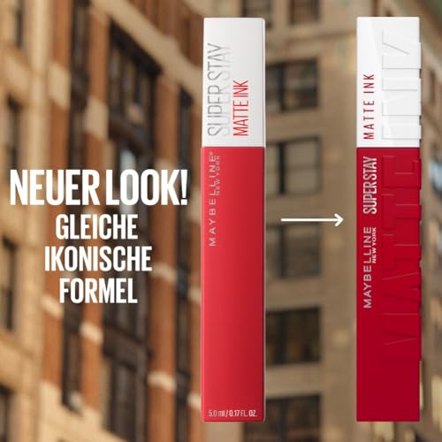 Maybelline New York Super Stay Matte Ink Fl&uuml;ssiger Lippenstift f&uuml;r 16H Halt, Mattes Finish, Kussecht & Wischfest ohne Abf&auml;rben, Hochpigmentierte Farbe, Nuance: 20 Pioneer, 5ml