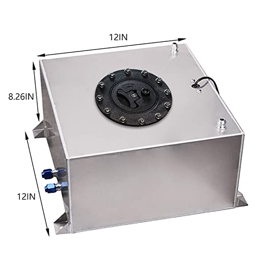 Gstp Universal 5 Gallon 20L Fuel Cell Tank With Cap And Level Sender Polished Aluminum Silver #TOP1