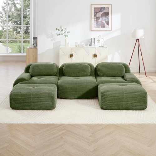 Image of Corduroy Modular Sectional Sofa, Oversized Cloud Couches for Living Room