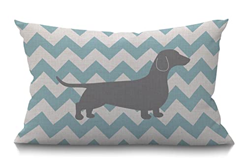BGBDEIA Dachshund Dog Cushion Cover Cotton Linen Pillow Cover Oblong Rectangle Pillow Cases for Men Women Boys Girls Kids Pillowcase Sofa Bedroom Livingroom 12x20 inch 30 x 50 cm