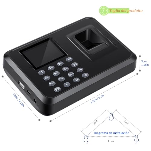 Diseleri Assistenzkontrollmaschine, Uhr für kleine Unternehmen, digitale Fingerabdruckuhr, keine monatliche Gebühr für die englische Version von Attendance (Italienisch)