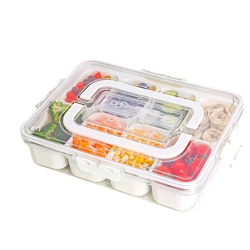 siduytin Contenedores para refrigerios con tapa, contenedor de almacenamiento de tortillas con 8 compartimentos, bandejas para sándwiches con tapa, bandeja para refrigerios de ABS, A