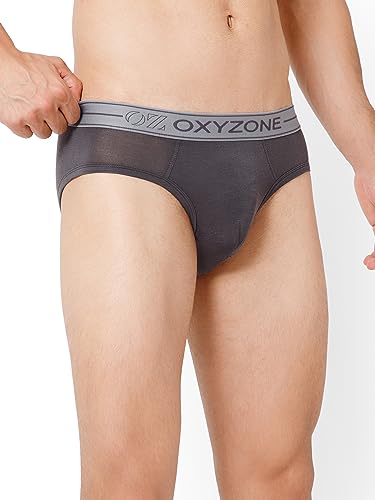 Image of OXYZONE Men's Modal Solid Brief with Sweat-Absorbent & Anti-Odour Fabric, Lightweight, Tag-Free, Breathable Innerwear with Outer Soft Waistband