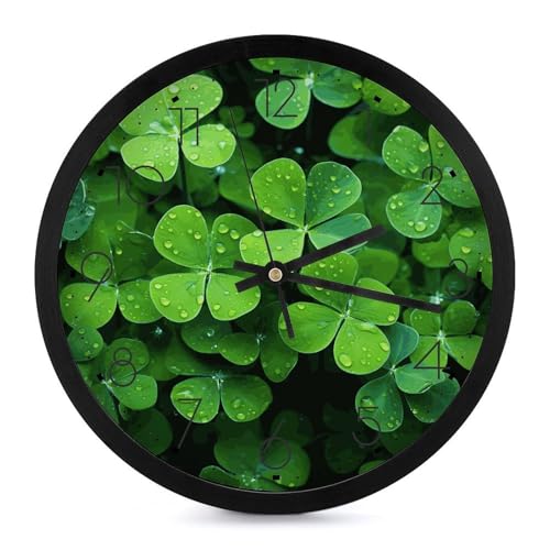 Horloge murale numérique grand format vert trèfle pour salon - 2