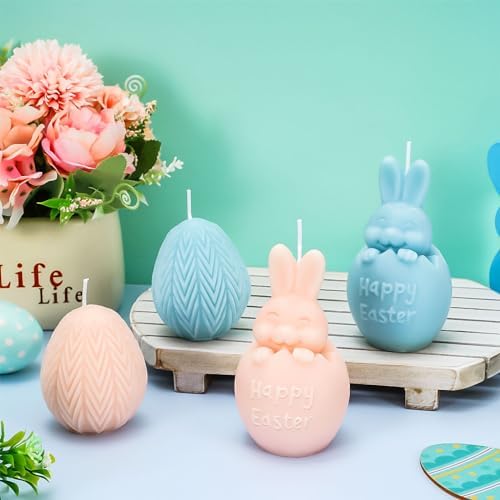 Amazon.com: Whaline 4Pcs Easter Candles Eggs Bunny Shaped Scented ...
