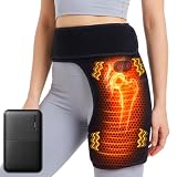 Carecomfi Cordless Heated Massage for Hip/Sciatica Pain Relief with 5000mAh Power Bank Hip Heating Pad Support Brace with Hot Physical Therapy Lower Back/Thigh/Buttock, Best Gift for Family