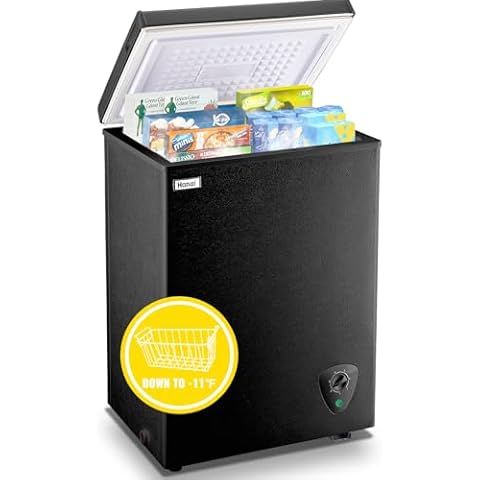 Chest Freezer 3.5 CU.FT WANAI Deep Freezers Compact Mini Freezer 7 Temperature Control Low noise with Removable Basket for Dorm Apartment Home Kitchen Cover
