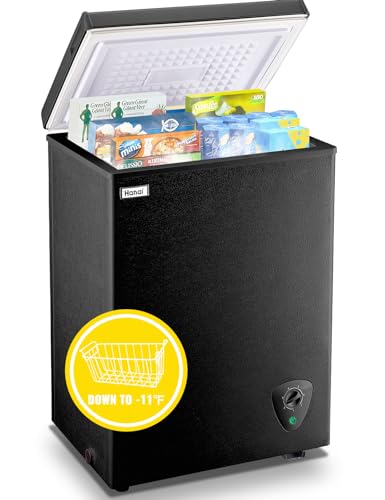 Image of Chest Freezer 3.5 CU.FT WANAI Deep Freezers Compact Mini Size Machine 7 Temperature Control Low noise with Removable Basket for Dorm Apartment Home Kitchen