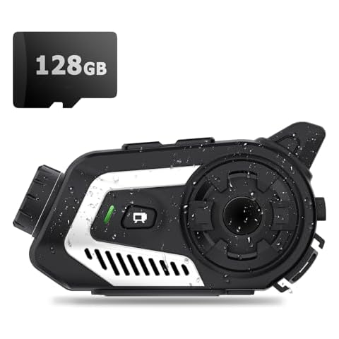 ZOMFOM Motorcycle Helmet Camera 4K, Waterproof Multi-Function Motorcycle Dash Cam with Headset, Bluetooth, Wi-Fi, Intercom and FM Radio, 128GB Memory Card Included Cover