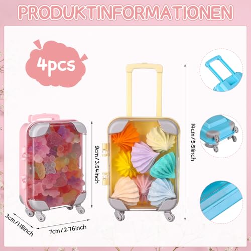 ElaDüne 4 Stück Mini Koffer Geschenkbox Miniatur Koffer Reise Geschenk Reisekoffer Spardose Miniatur für Reise Geldkoffer Als Geldgeschenk Süß und Exquisit Geeignet zum Verschenken an Kinder